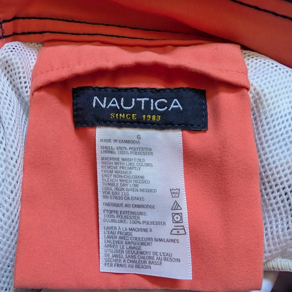 Nautica‎ Swim Trunks Floral Print Drawstring Elastic Waist Casual Mens Size L